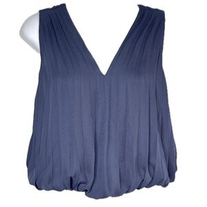 Banana Republic Navy Blue Cropped V Neck Top Sz XS Petite